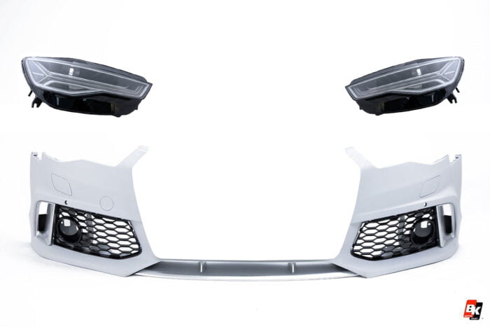 BKM Upgrade Facelift Front Bumper (RS-Style) with Full LED Headlights kit, fits Audi A6/S6 C7.0