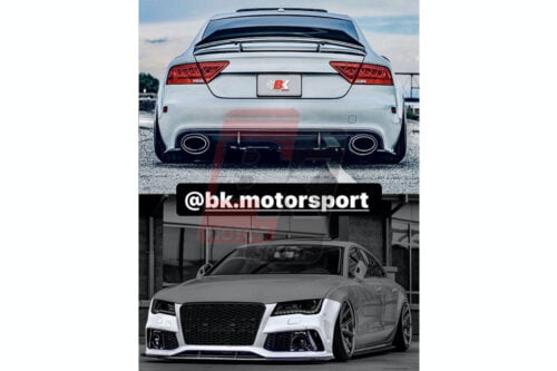 BKM Front Bumper Kit with Rear Diffuser (RS Style - Glossy Black), fits Audi A7 C7.0