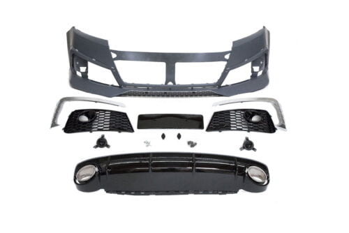 BKM Front Bumper Kit with Rear Diffuser (RS Style - Glossy Black), fits Audi Q7 4M
