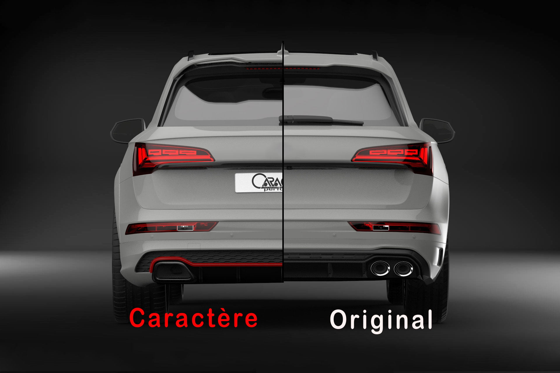 Caractere Rear Bumper with Integrated Exhaust Tips, fits Audi Q5/SQ5 B9.5 Caractere Rear Bumper with Integrated Exhaust Tips, fits Audi Q5/SQ5 B9.5